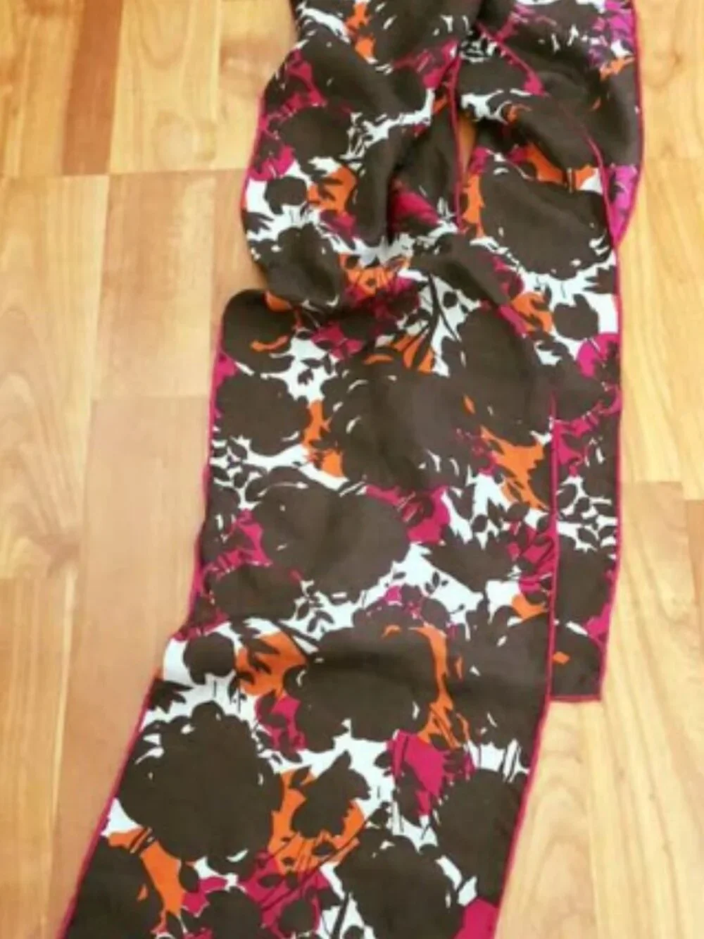 Talbots: Silk Scarf Pink Orange Floral